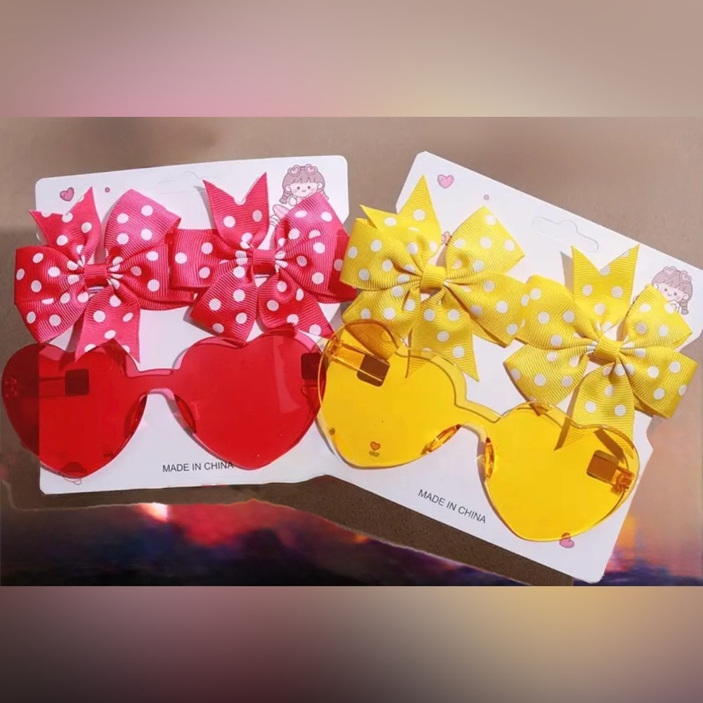 Heart-Shaped Sunglasses with Polka Dot Bows